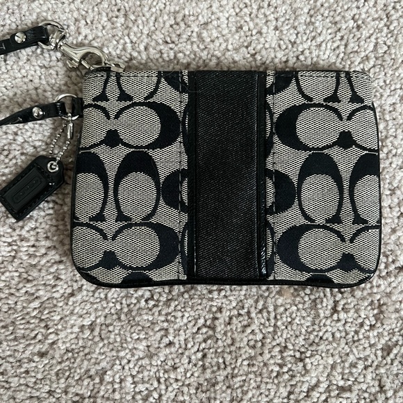 Coach black/grey striped wristlet - Picture 3 of 4